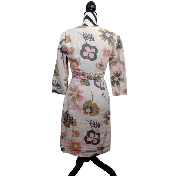 Boden 100% Linen Floral Print Sz 6R Midi Dress - Picture 2 of 11